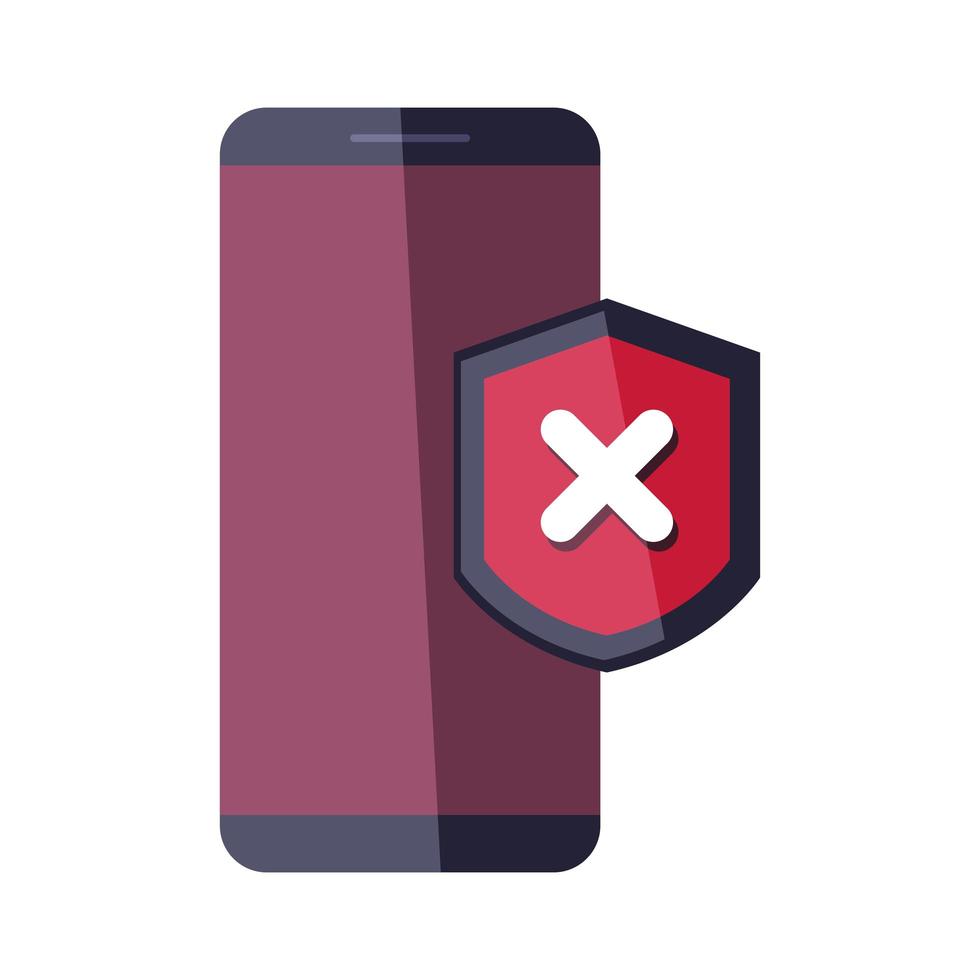 smartphone with red shield, data protection or digital online security concept vector