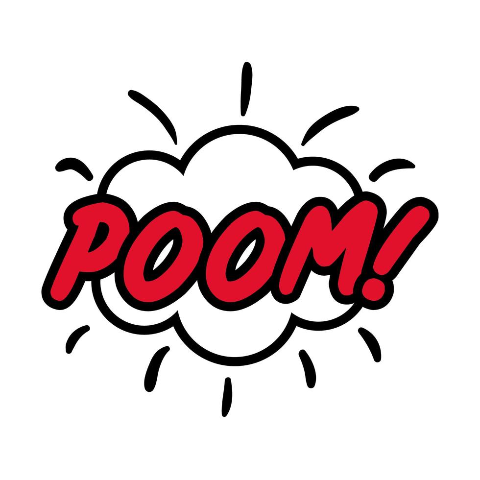 nube de expresión con la palabra poom, estilo plano pop art vector
