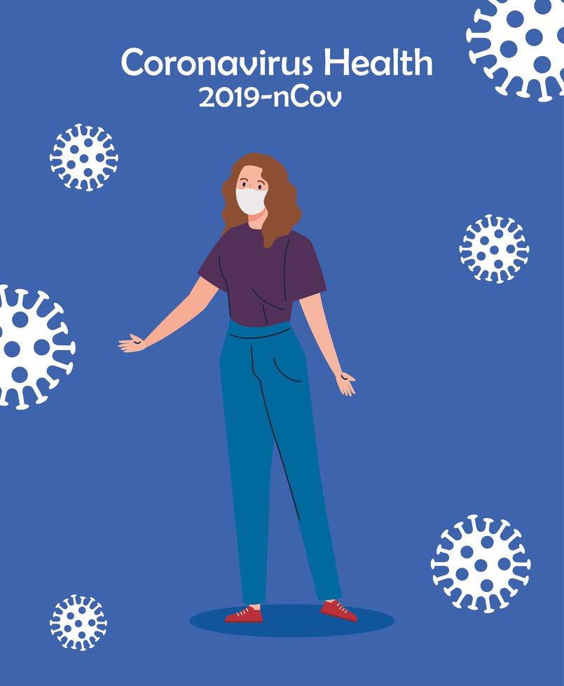 woman using medical protective mask against coronavirus 2019 ncov vector