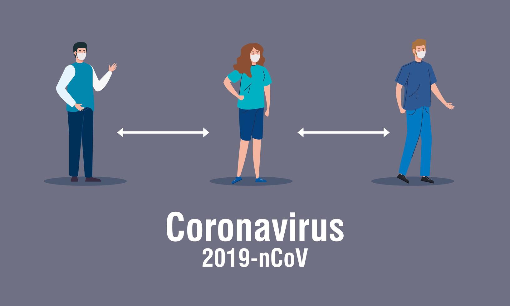 distanciamiento social, mantener distancia en la sociedad pública a las personas protegidas del covid 19 vector