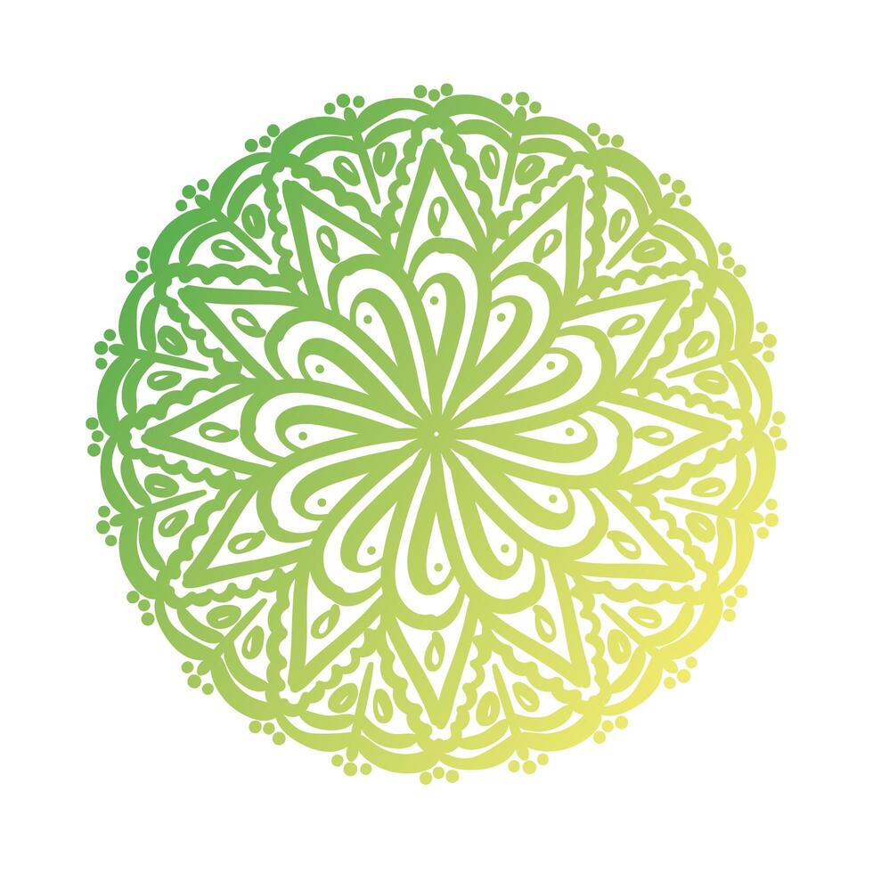 green circular mandala floral silhouette style icon vector