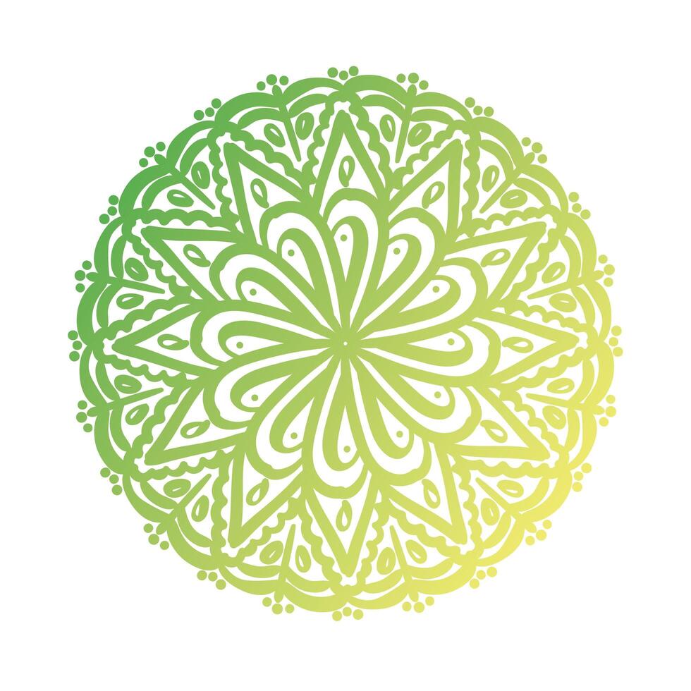 green circular mandala floral silhouette style icon vector