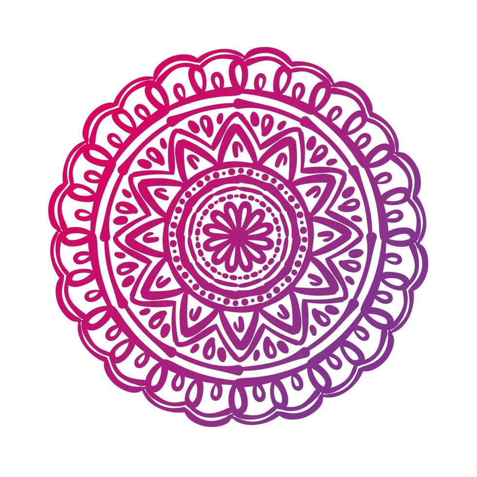 icono de estilo de silueta floral de mandala circular rosa vector