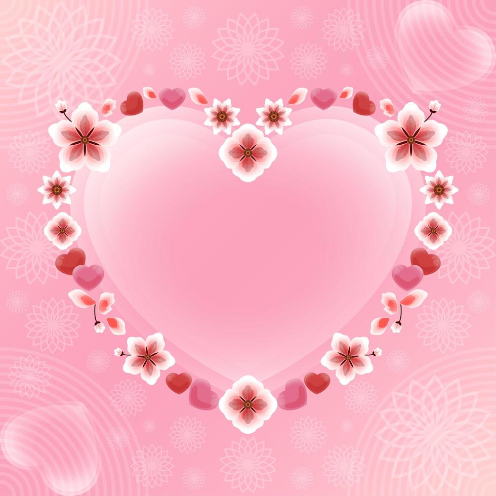 Beautiful Flower Heart Shape Frame for Valentine Day vector