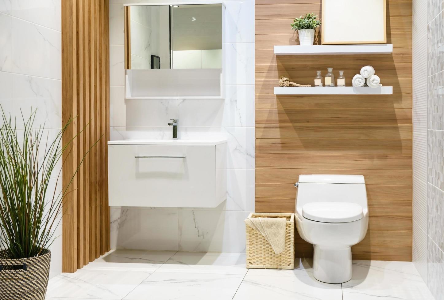 Modern light wooden bathroom photo