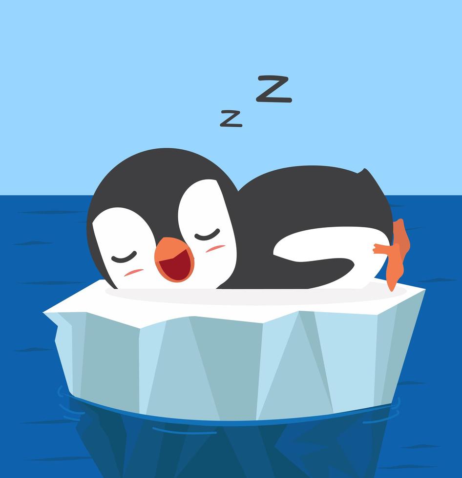 pingüino duerme en témpano de hielo vector