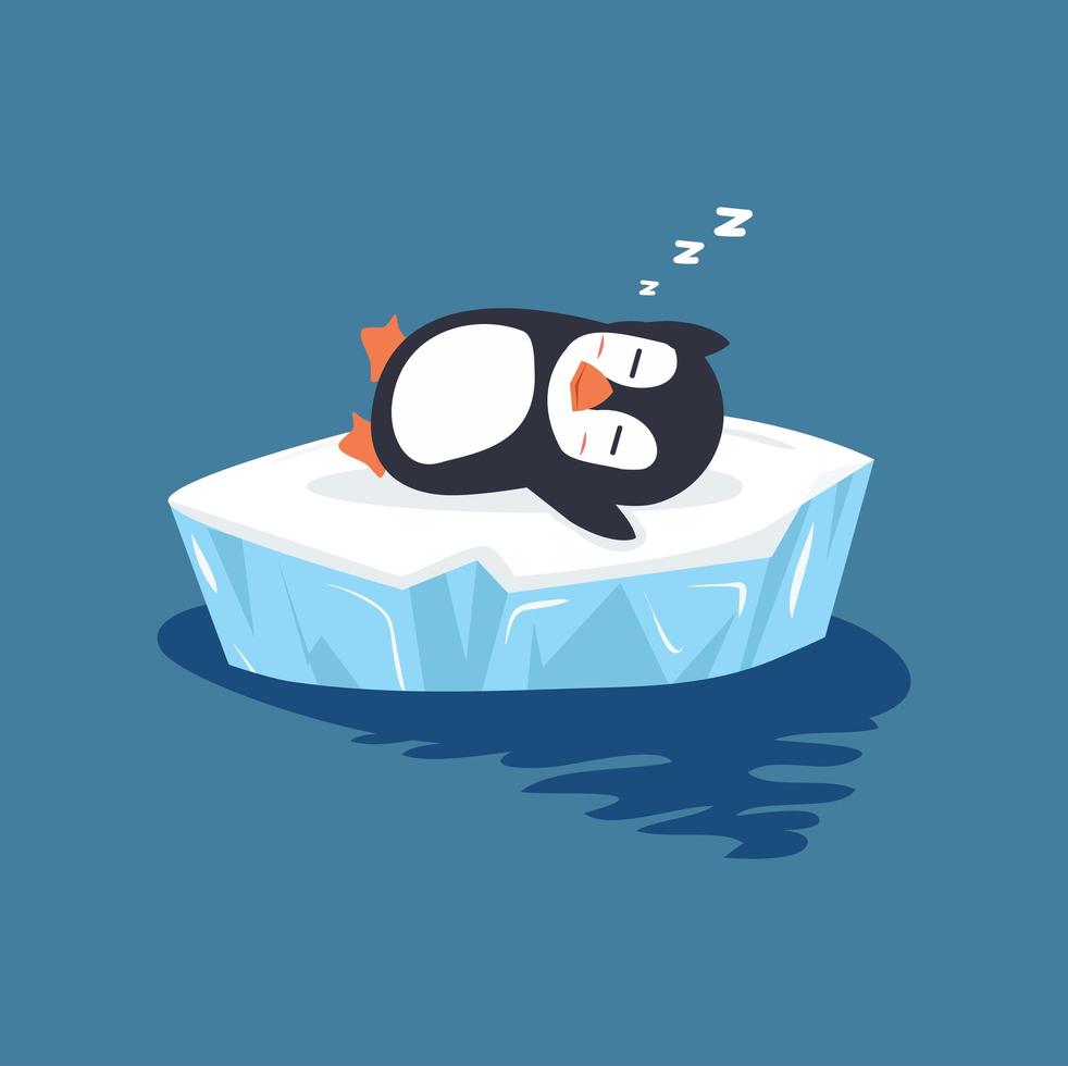 pingüino durmiendo en témpano de hielo vector
