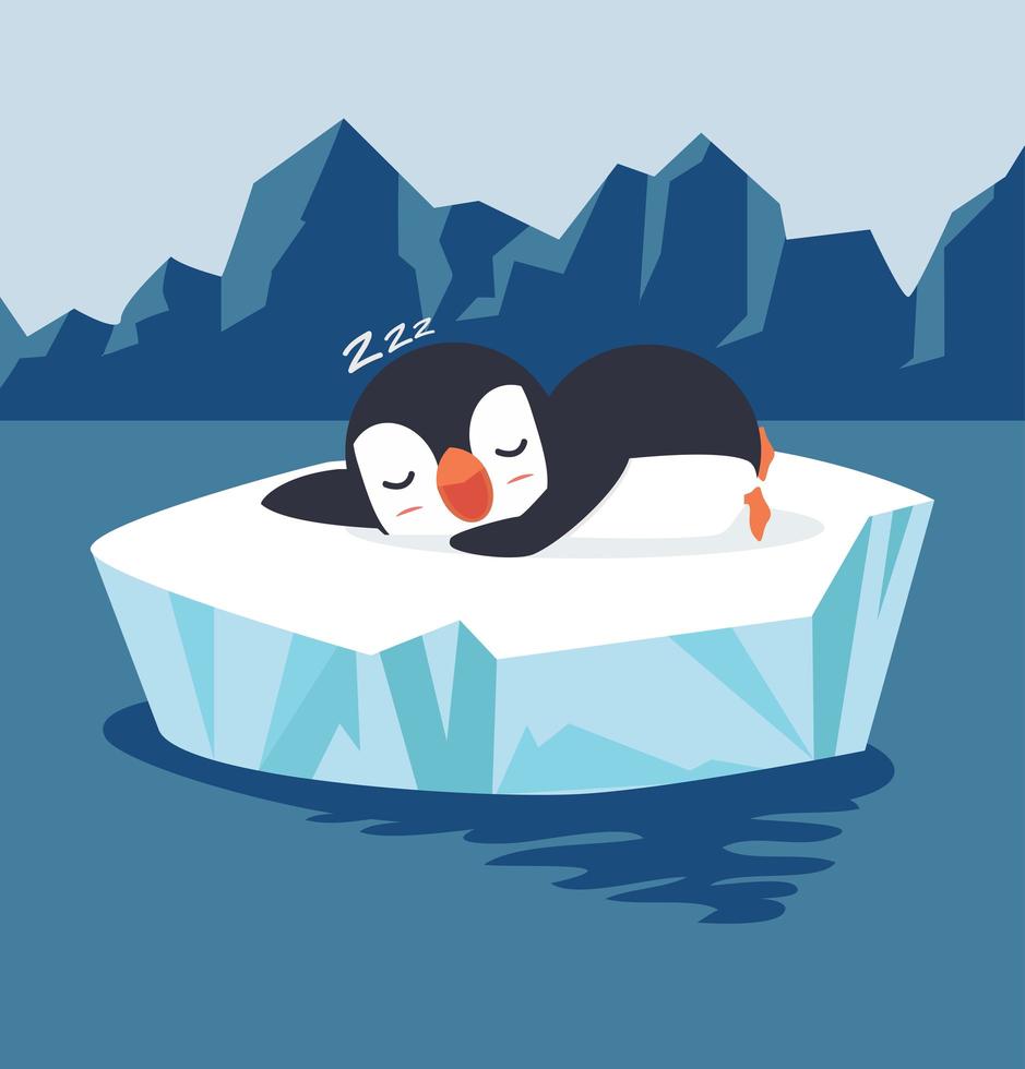 pingüino durmiendo en vector de témpano de hielo