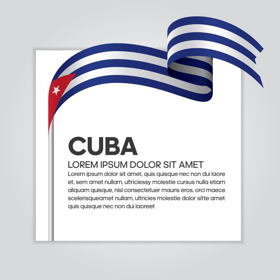 Cuba abstract wave flag ribbon vector
