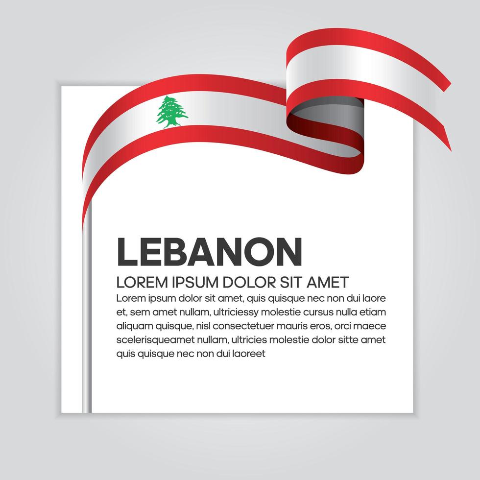 Lebanon abstract wave flag ribbon vector