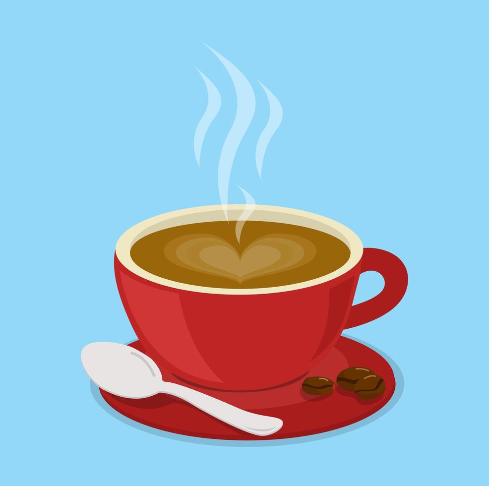 red cup of coffee barista style vector