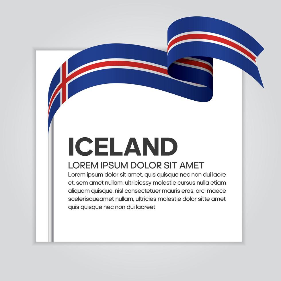Iceland abstract wave flag ribbon vector