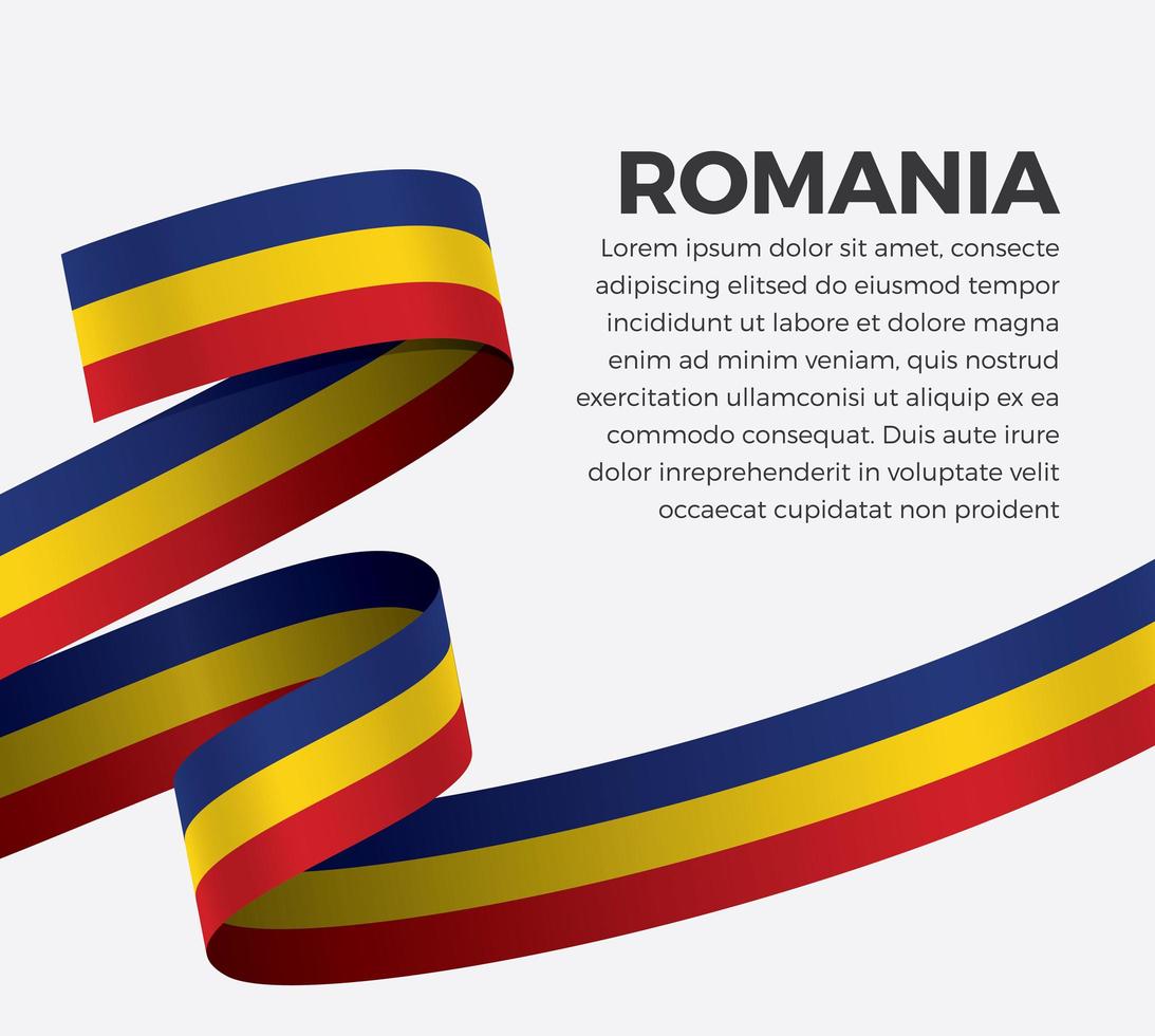 Romania abstract wave flag ribbon vector