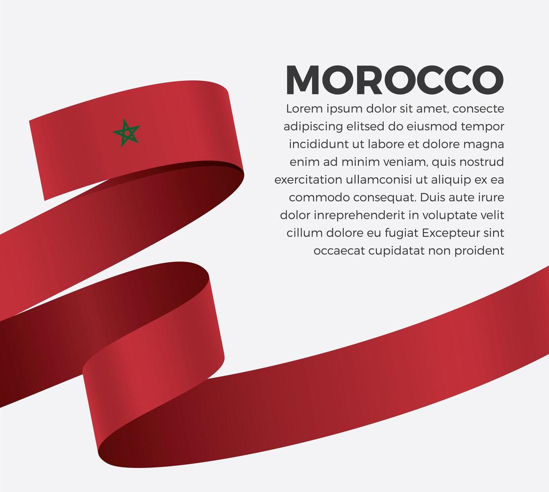 Morocco abstract wave flag ribbon vector