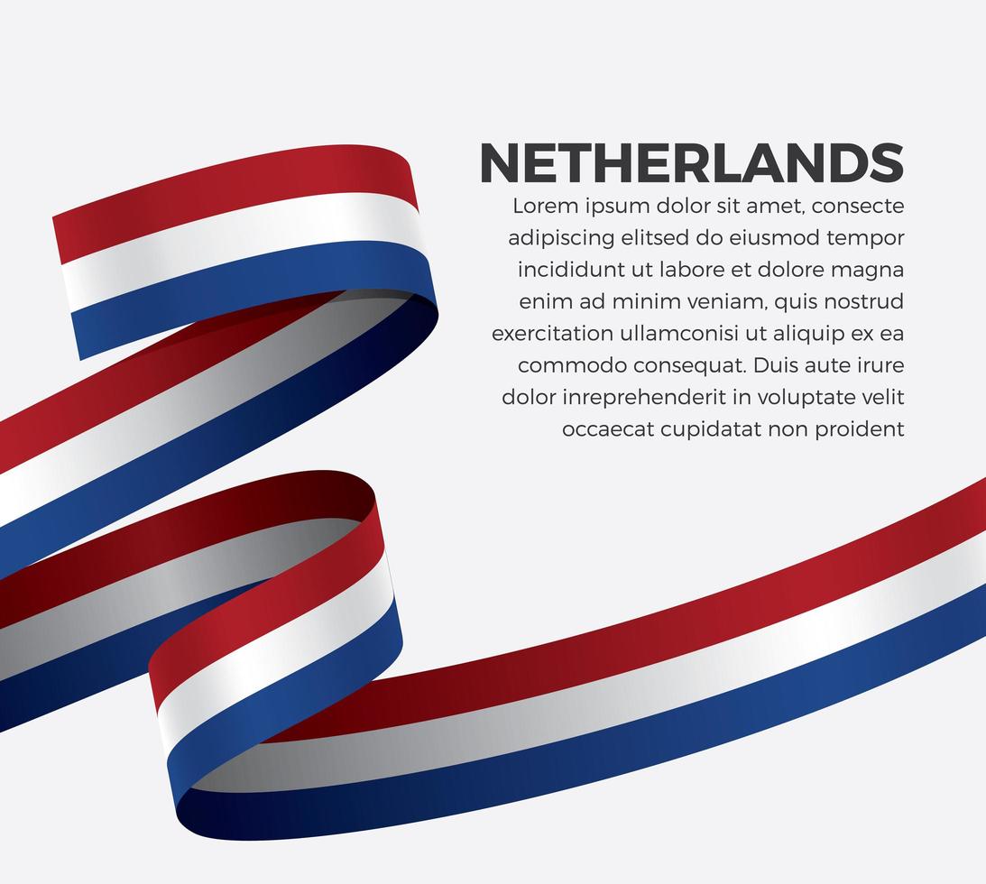 Netherlands abstract wave flag ribbon vector