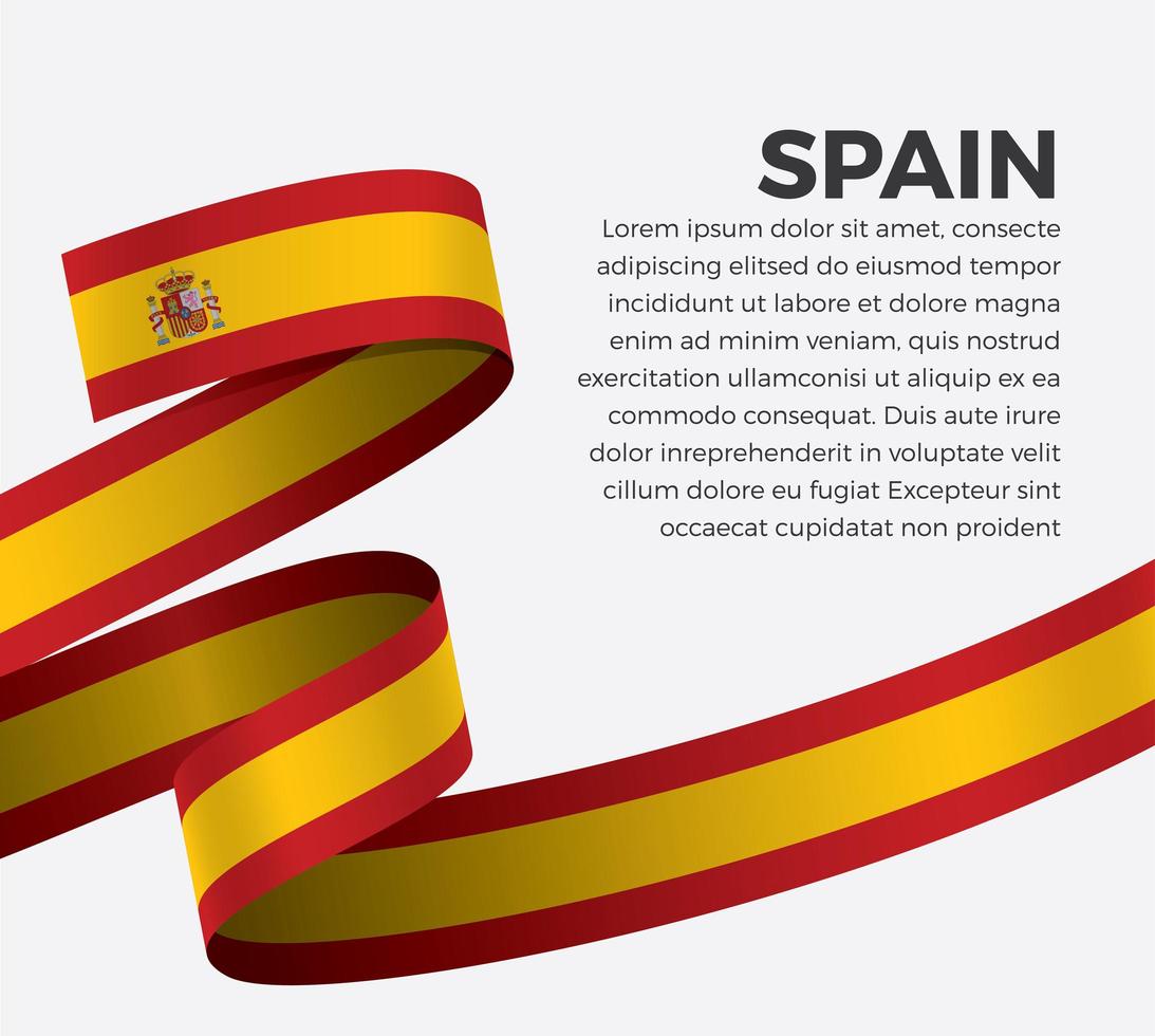 Spain abstract wave flag ribbon vector