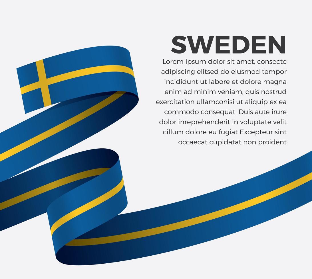 Sweden abstract wave flag ribbon vector