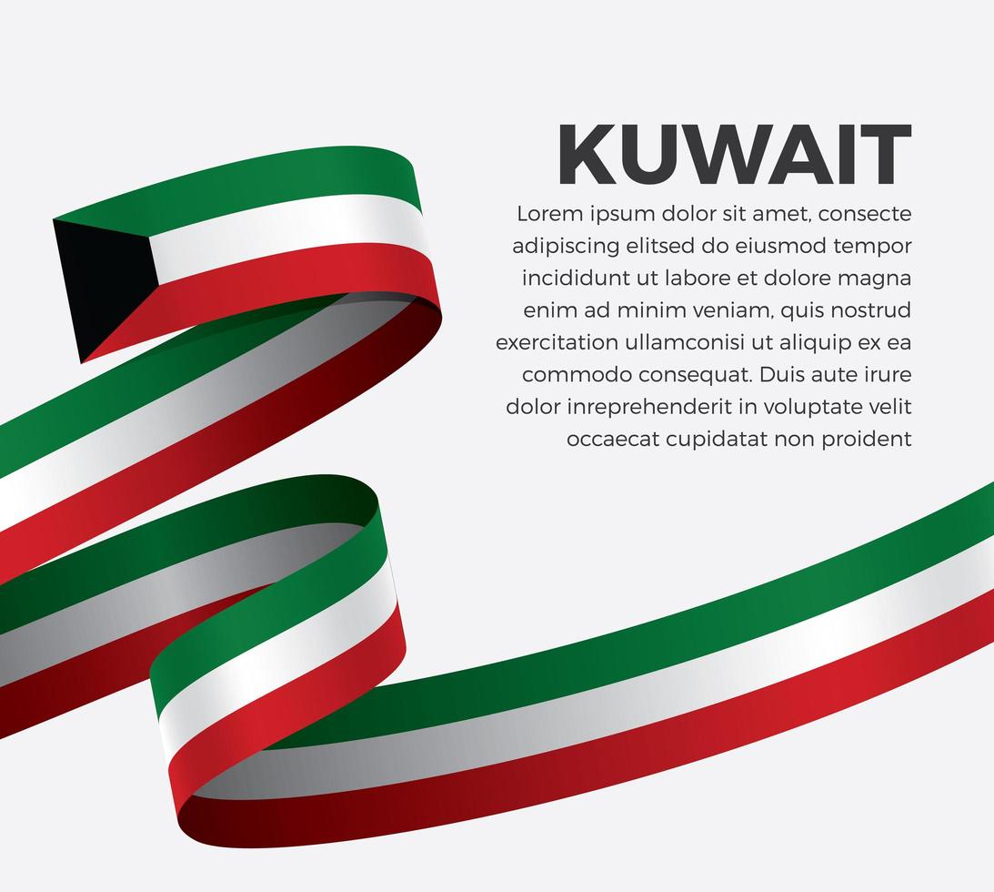 cinta de bandera de onda abstracta de kuwait vector