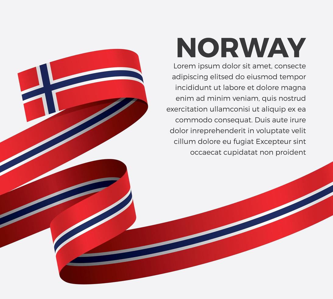 Norway abstract wave flag ribbon vector