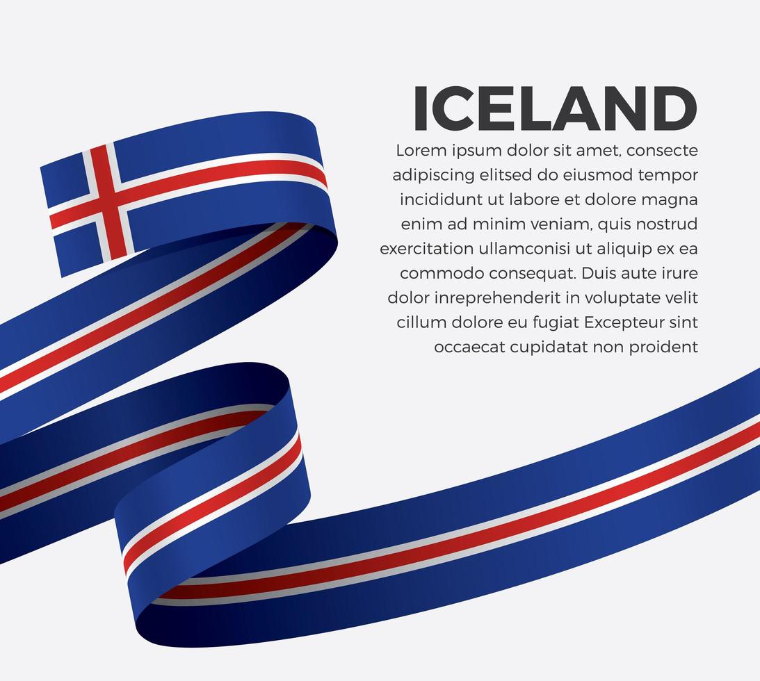 Iceland abstract wave flag ribbon vector