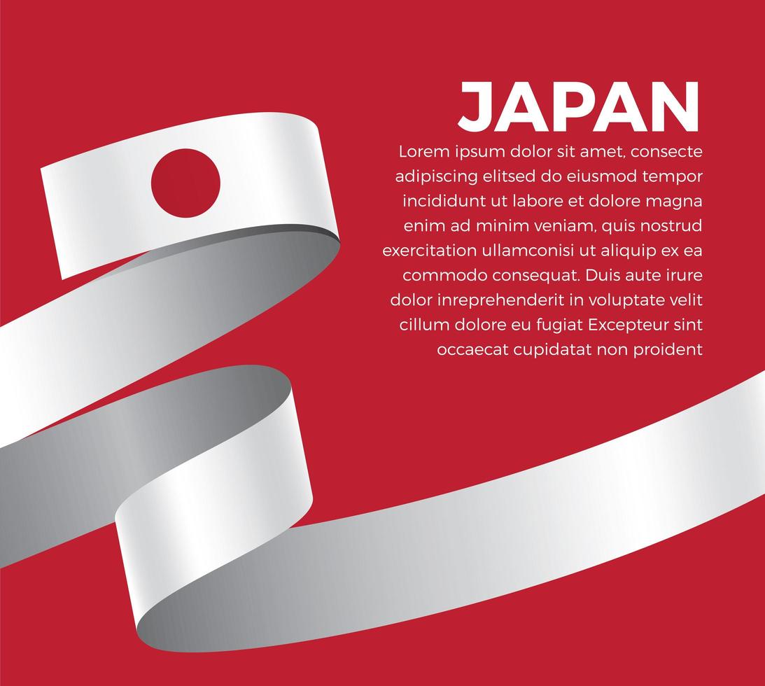 Japan abstract wave flag ribbon vector