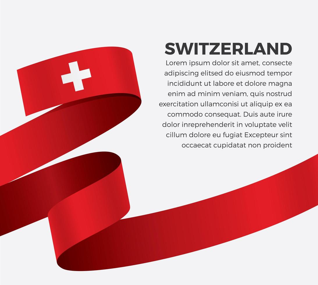 Switzerland abstract wave flag ribbon vector