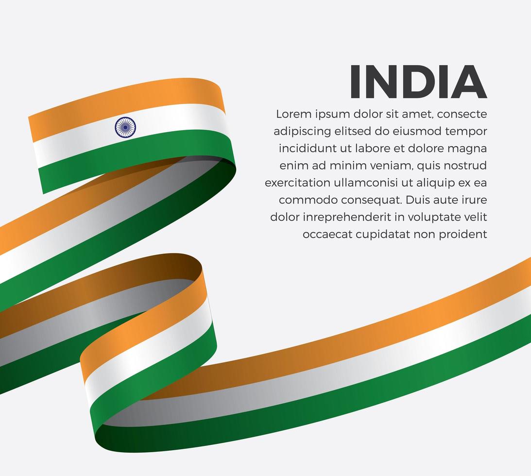 cinta de bandera de onda abstracta de india vector