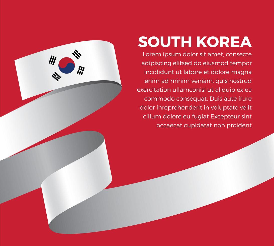 South Korea abstract wave flag ribbon vector