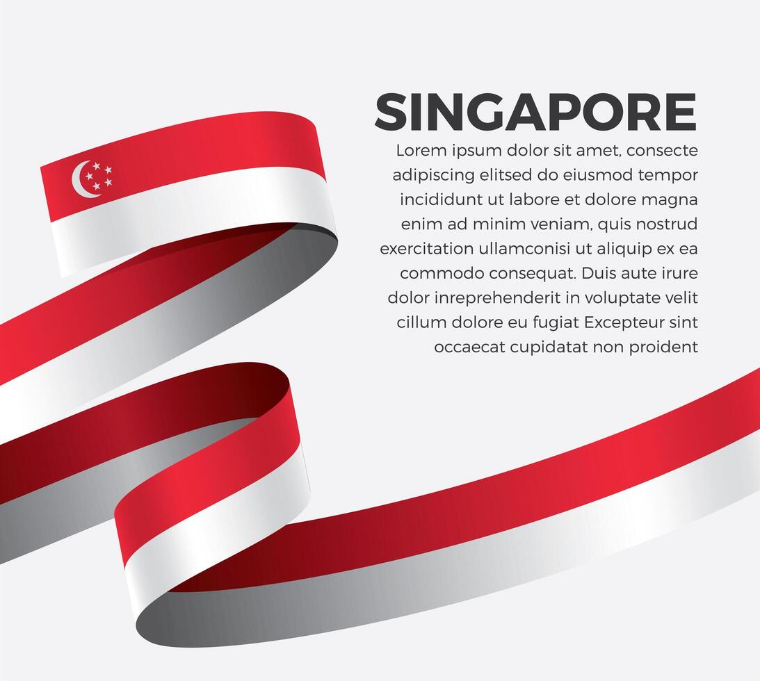 Singapore abstract wave flag ribbon vector