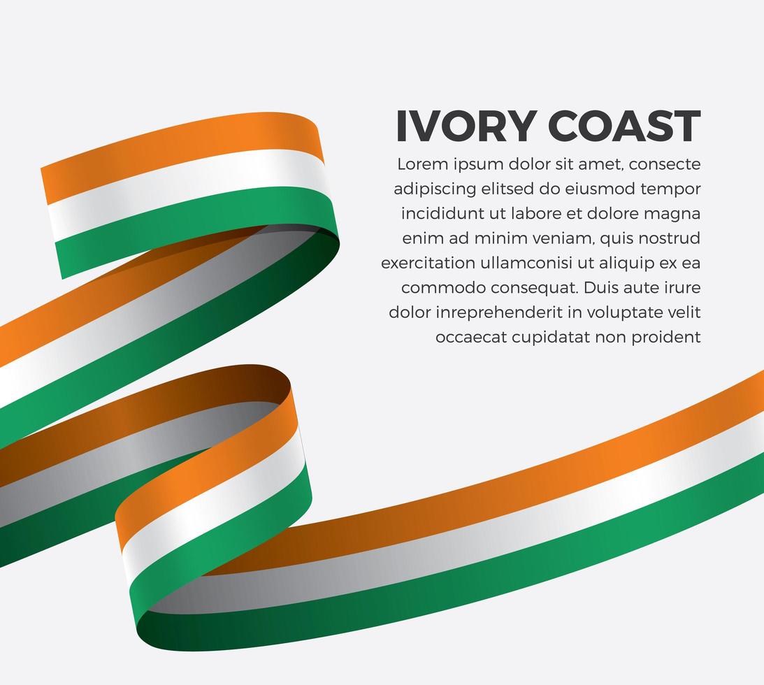 Ivory Coast abstract wave flag ribbon vector