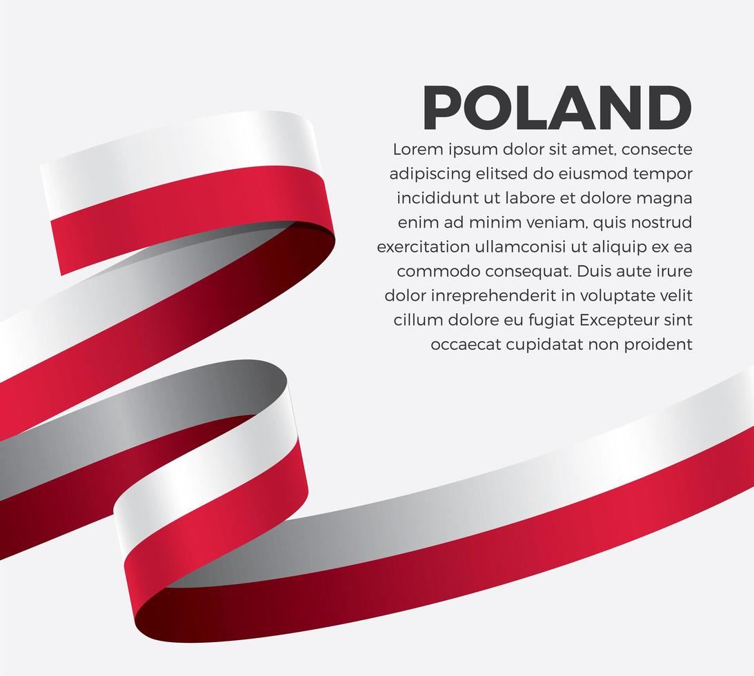 Poland abstract wave flag ribbon vector