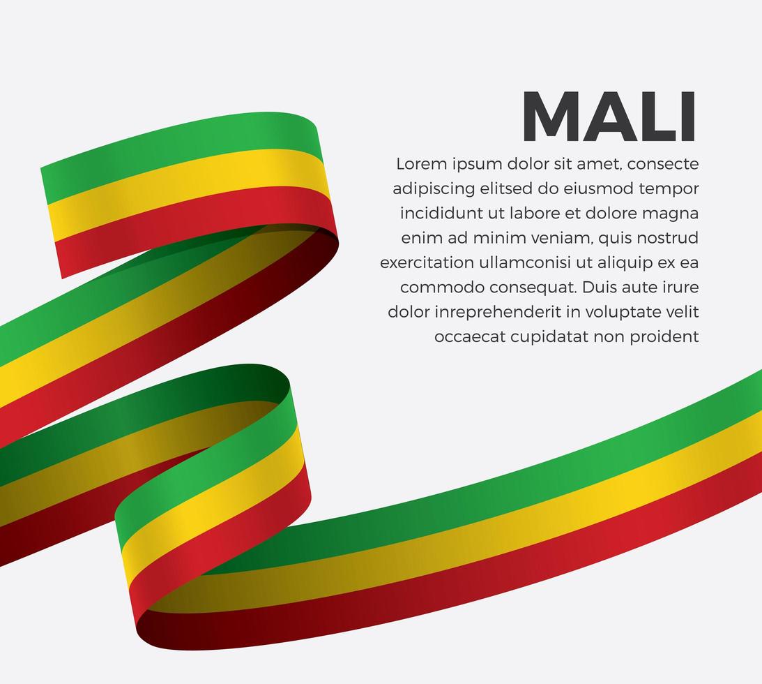 Mali abstract wave flag ribbon vector