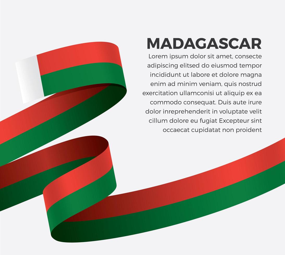 Madagascar abstract wave flag ribbon vector