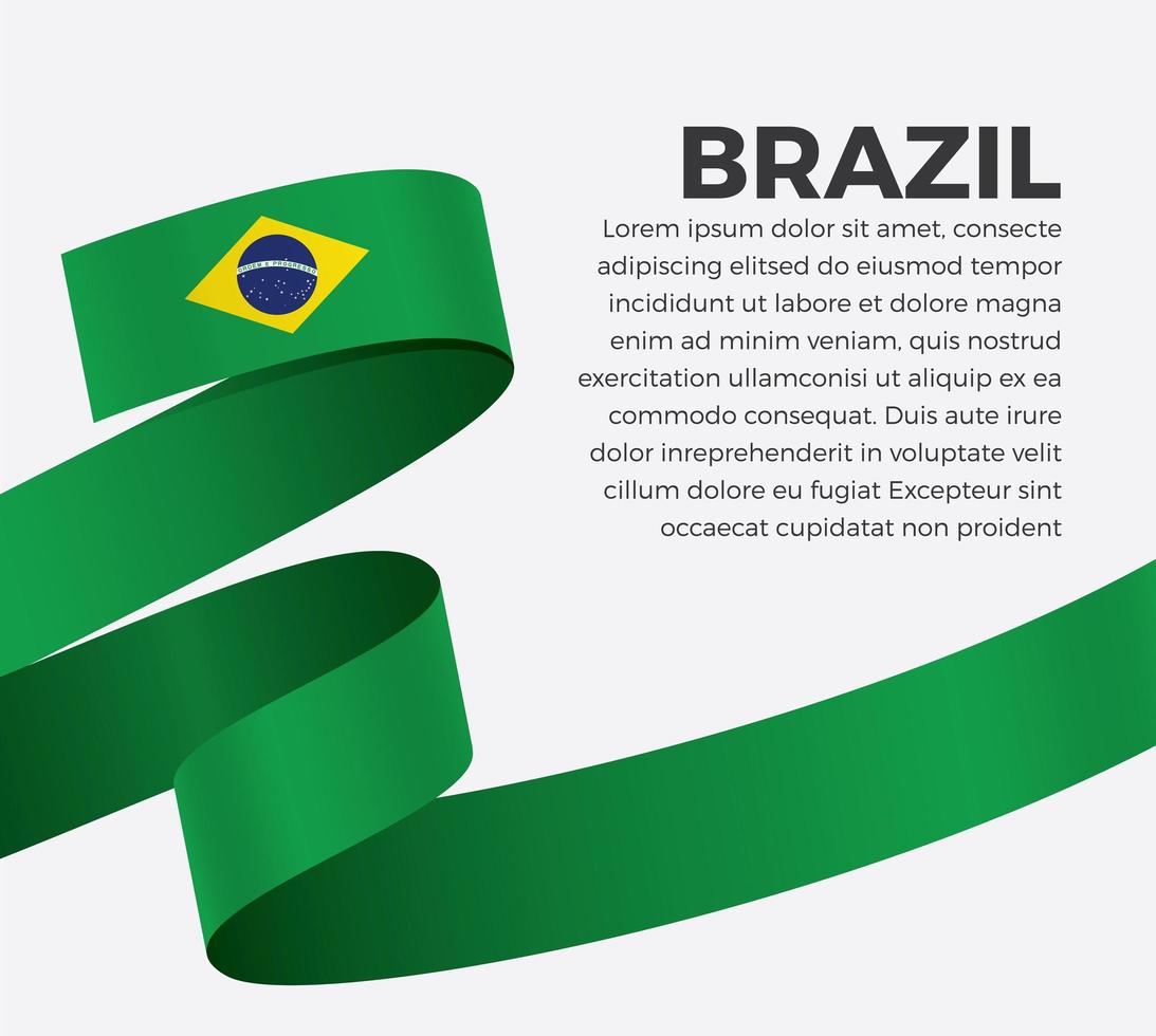 Brazil abstract wave flag ribbon vector