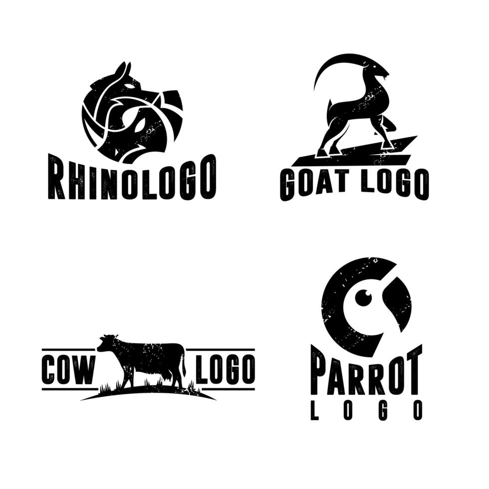 Animal logo vintage template premium vector