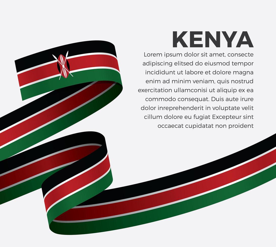 Kenya abstract wave flag ribbon vector