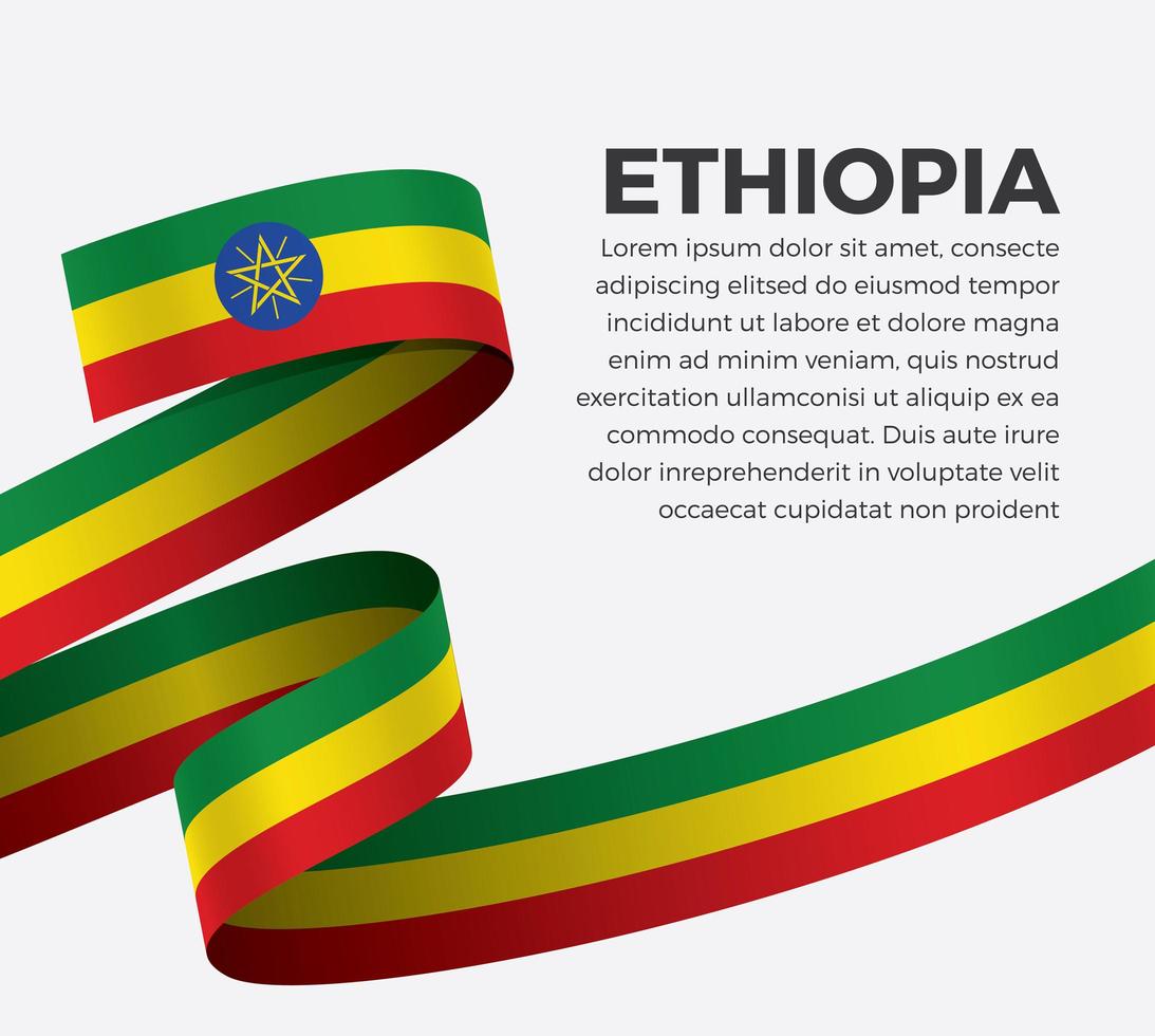 Ethiopia abstract wave flag ribbon vector