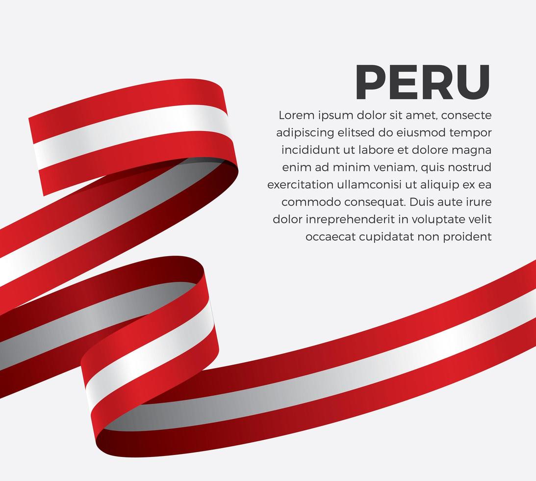 Peru abstract wave flag ribbon vector