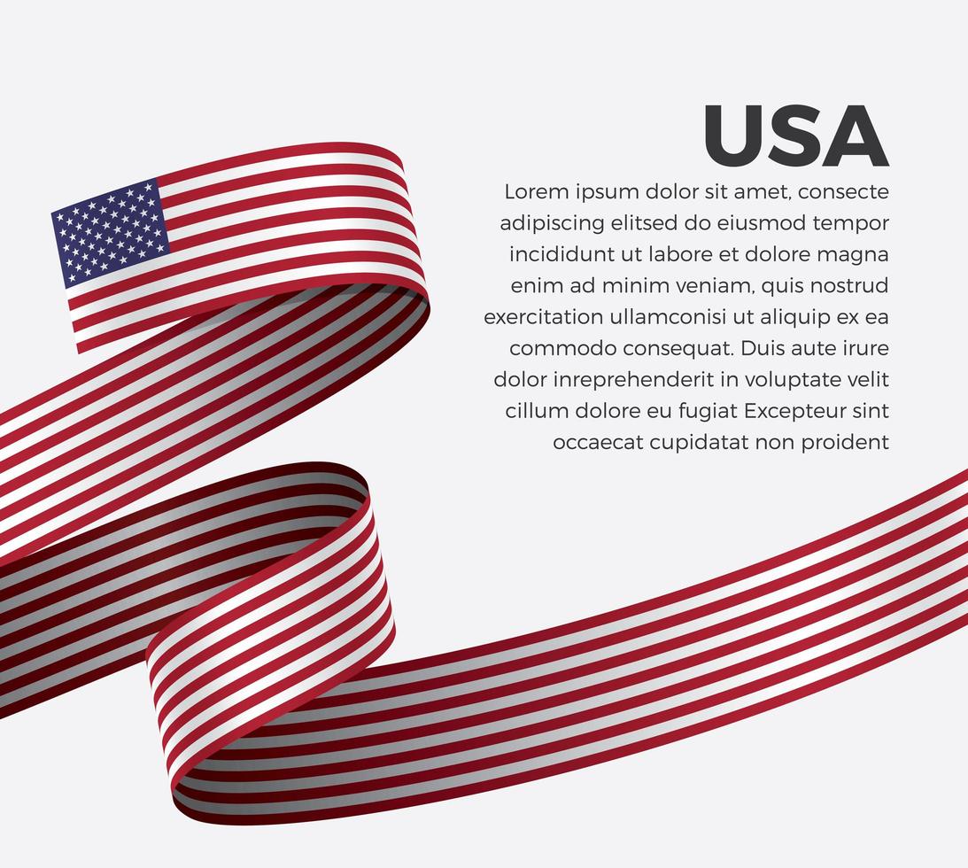 USA abstract wave flag ribbon vector