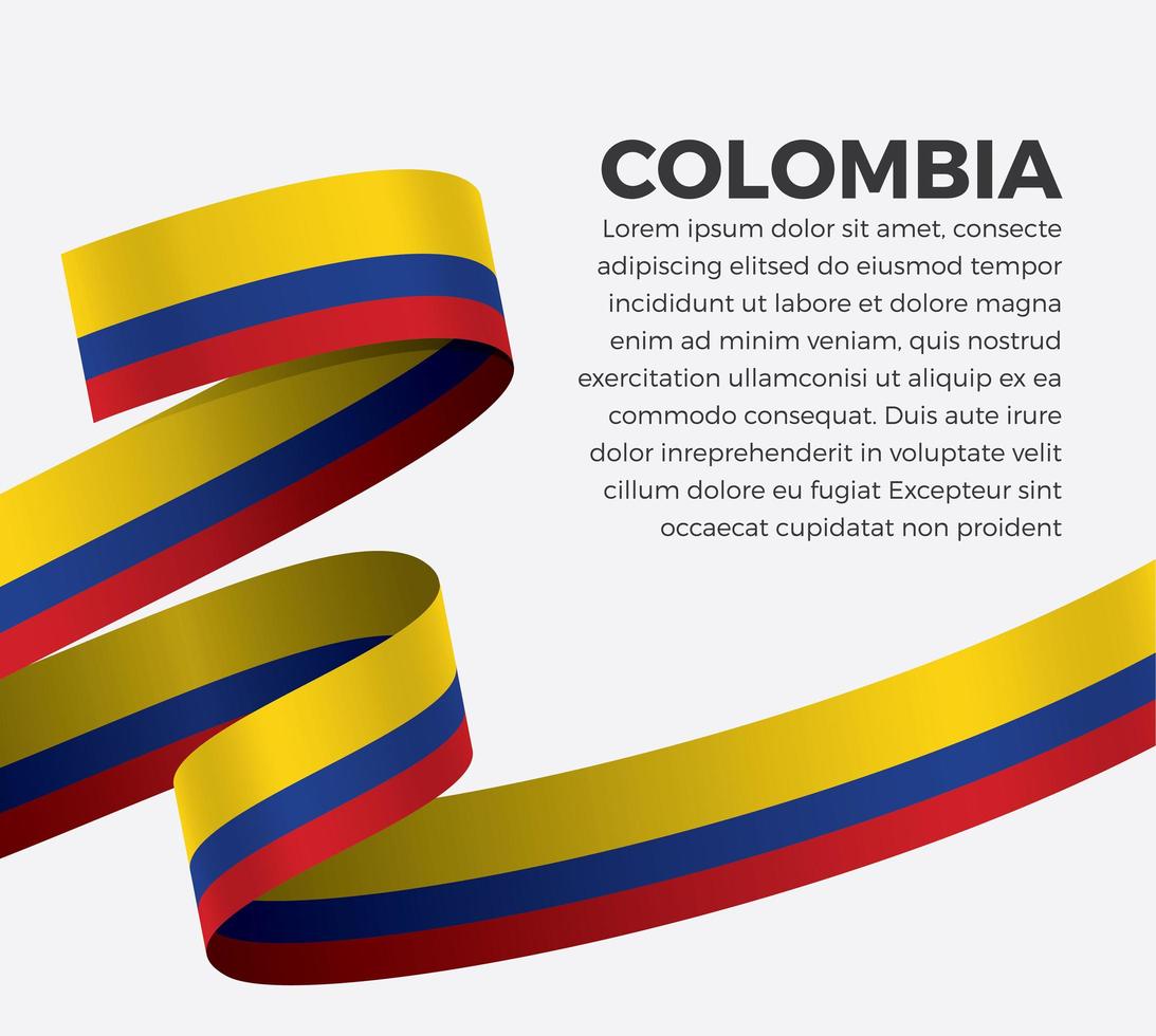 Colombia abstract wave flag ribbon vector