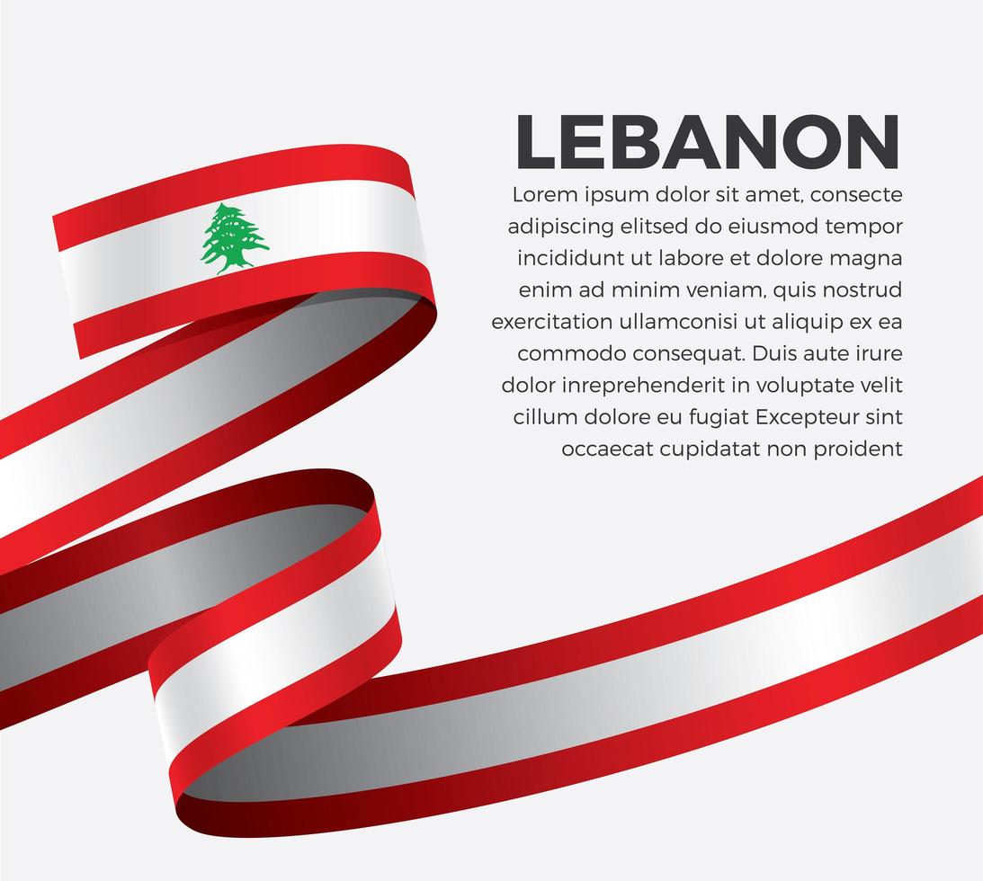 Lebanon abstract wave flag ribbon vector