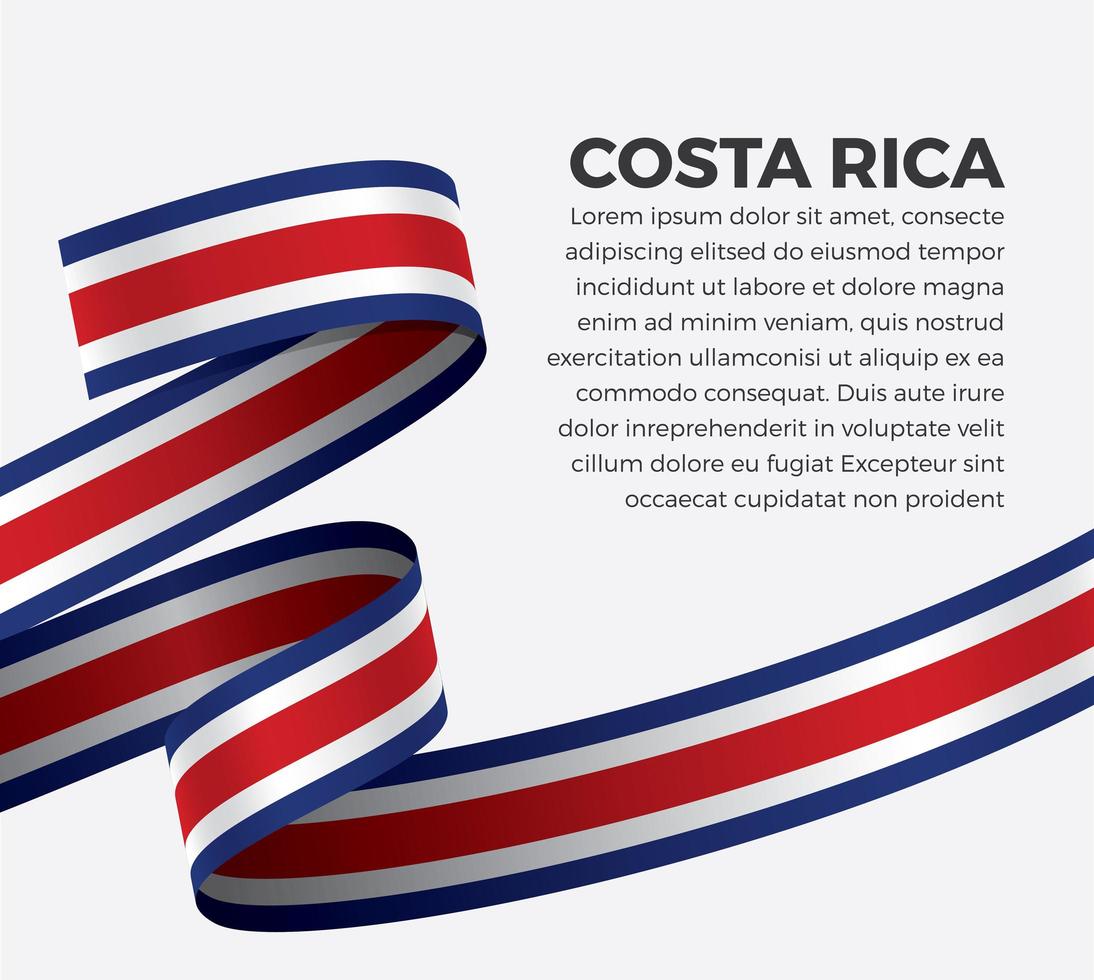 cinta de bandera de onda abstracta de costa rica vector