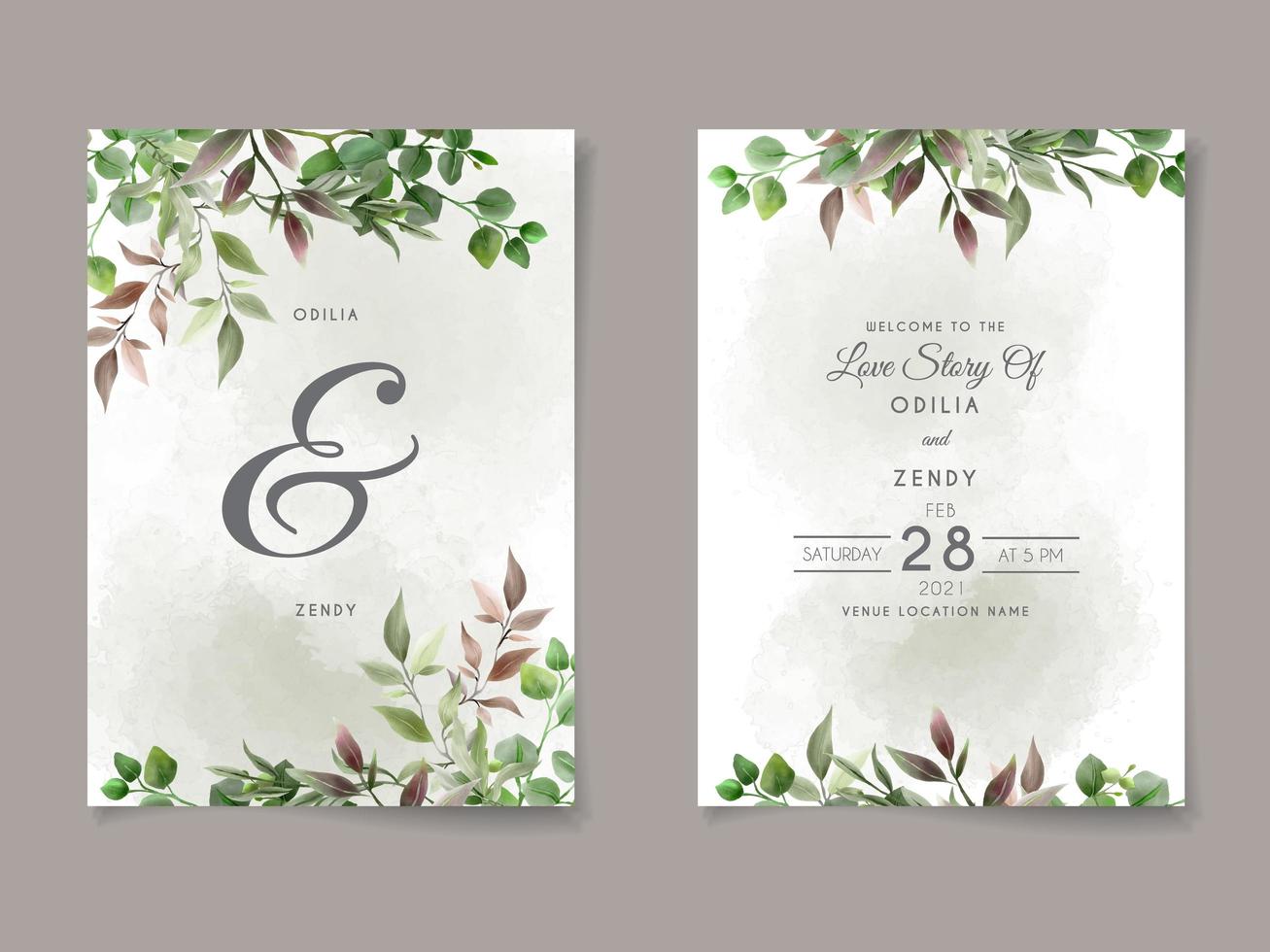 hermosa plantilla de tarjeta de invitación de boda floral vector