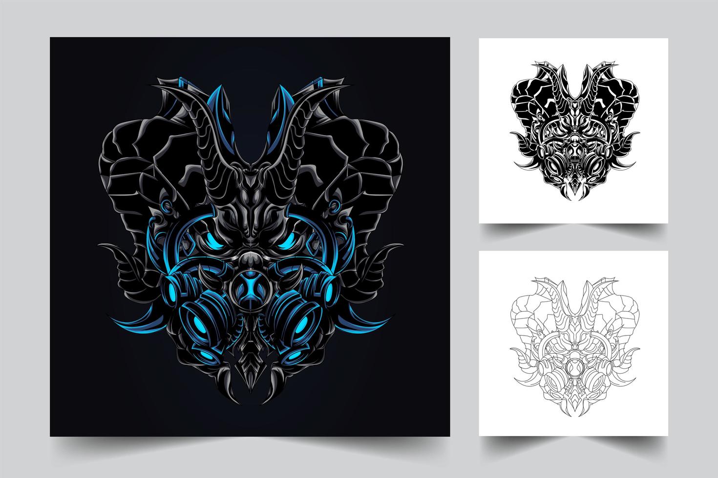 dragon mask artwork illustration vector