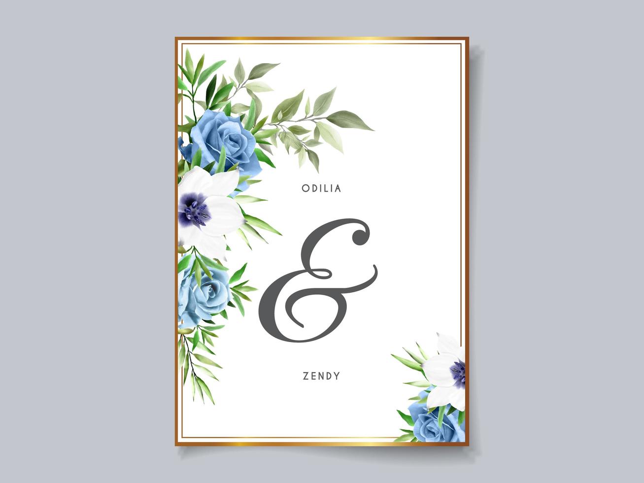 Beautiful floral wedding invitation card template vector