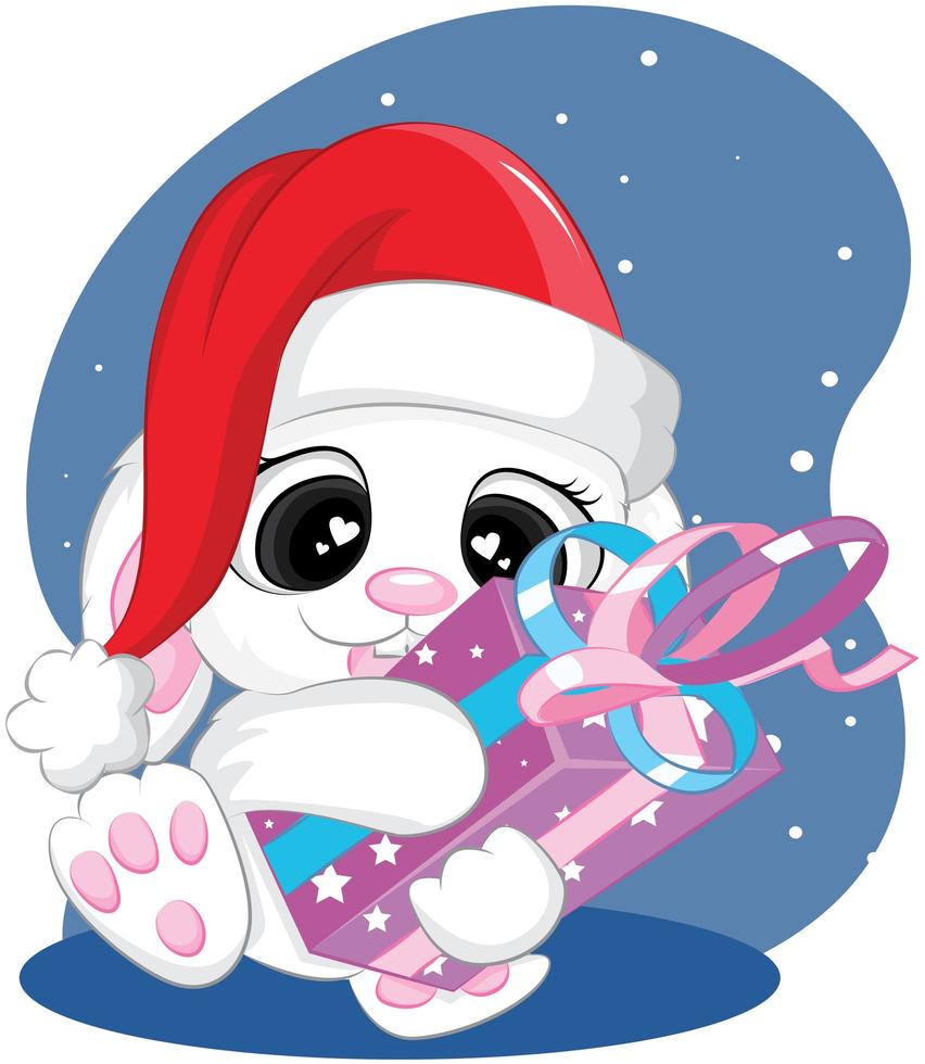 Christmas white rabbit, winter greetings. Christmas and New Year greeting cards vector