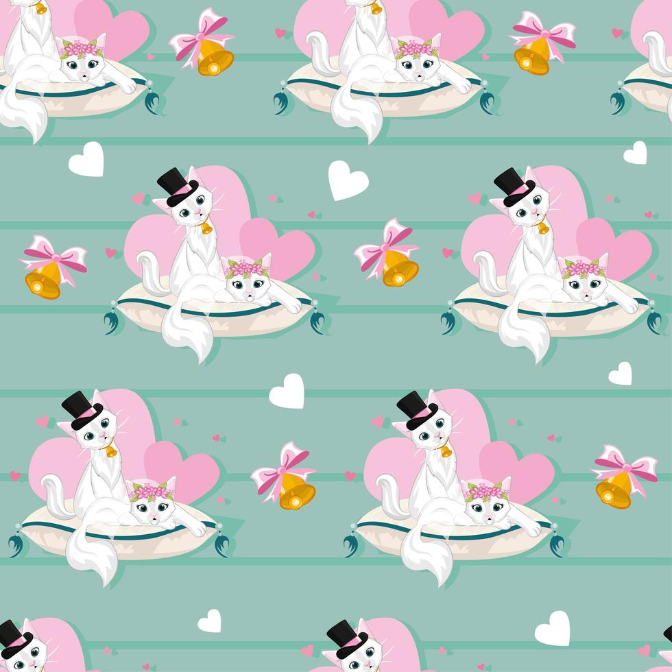Seamless pattern Couple of lovers of cats. Design for Valentine postcard. vector