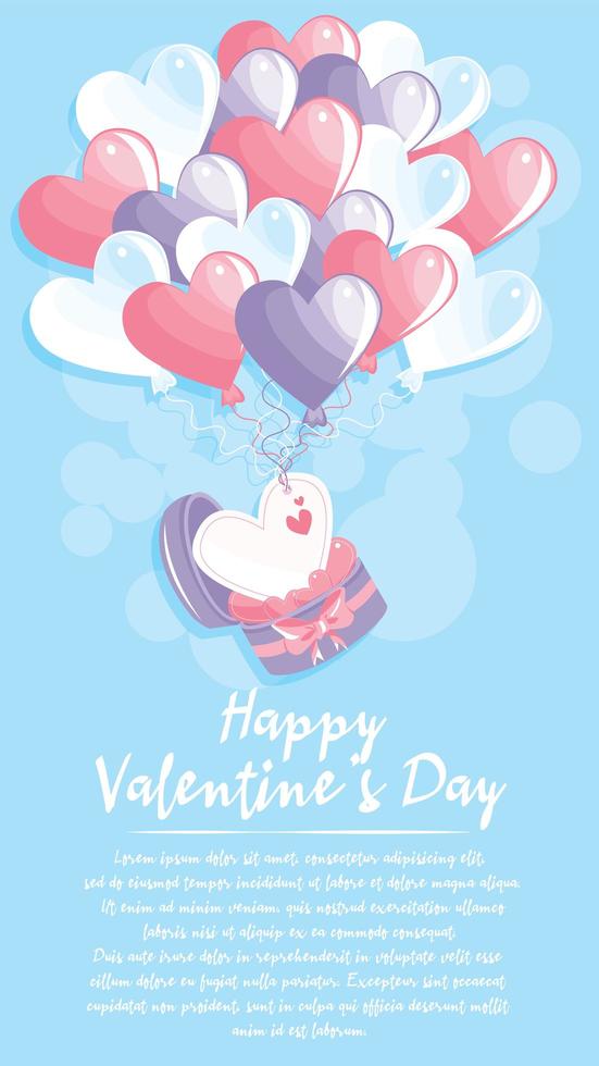 Elementos del tema de globos de San Valentín. banner de feliz día de san valentín. vector