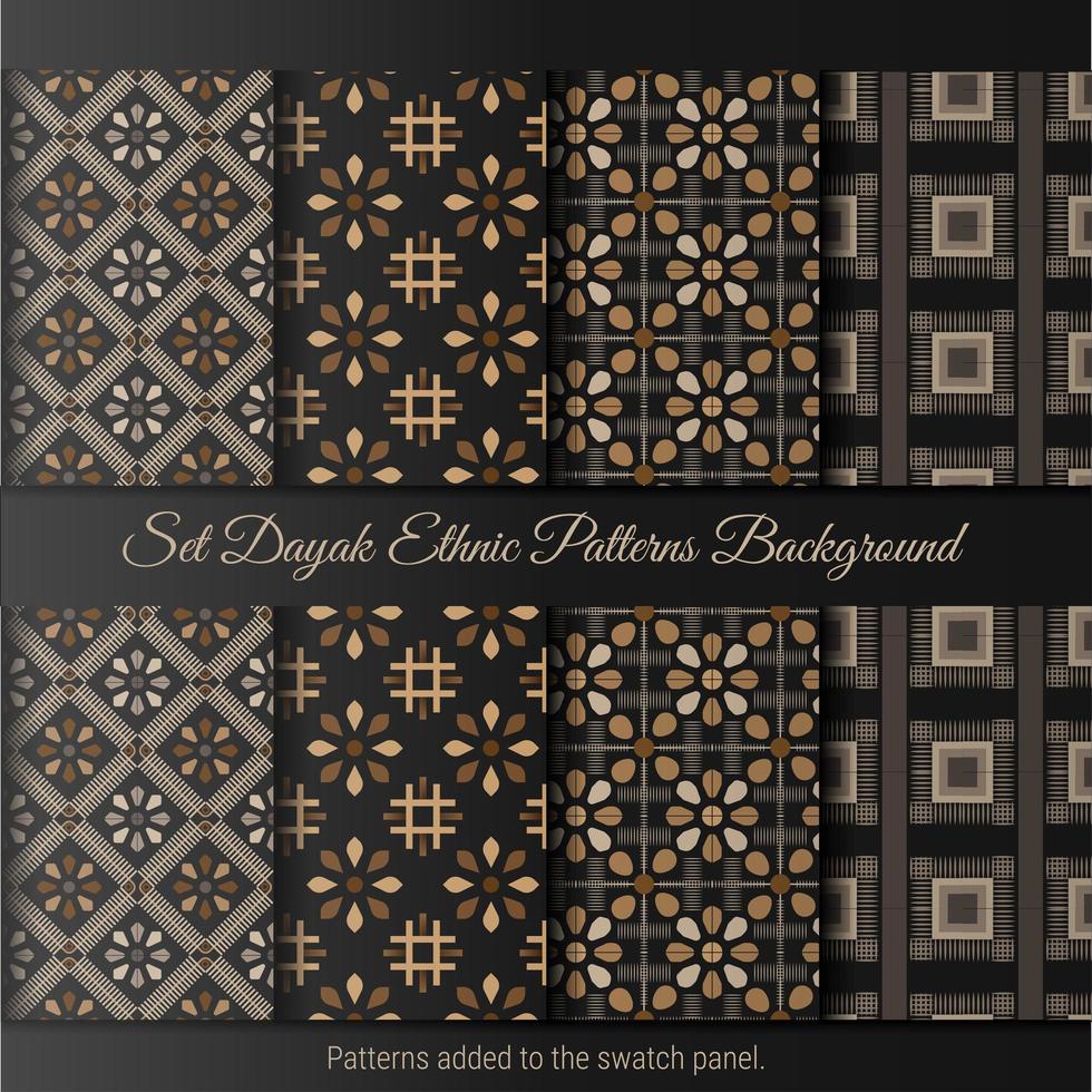 Set Dayak Ethnic Pattern Background. Indonesian batik pattern. vector