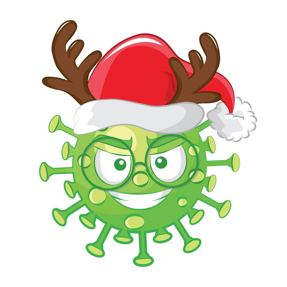 emoticon del virus corona de navidad. vector